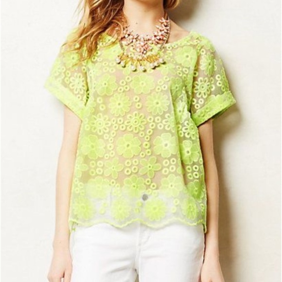 Anthropologie Tops - Meadow Rue Sheer Scalloped Eyelet Floral Top